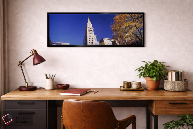 تابلو دکوراتیو نمای پایین از یک برج ساعت، دنور، کلرادو، ایالات متحده آ… اثر پانورامیک ایمجز - D3B