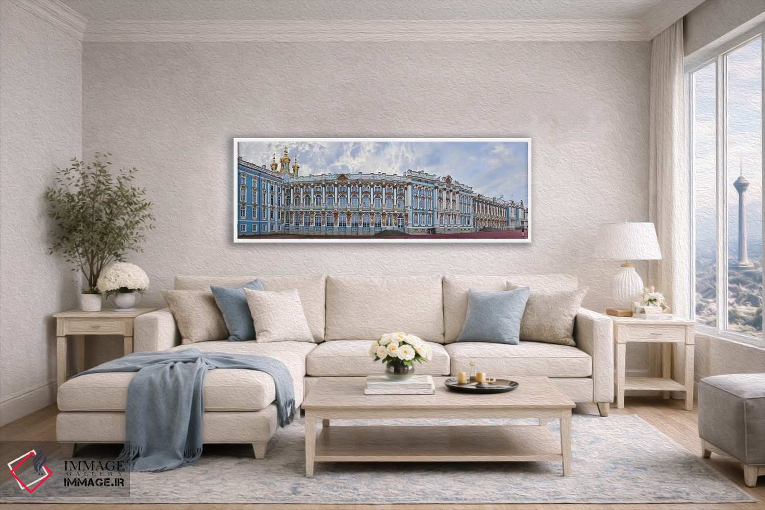 تابلو دکوراتیو حیاط کاخ کاترین، تسارسکویه سلو، سن پترزبورگ، روسیه اثر پانورامیک ایمجز - D5W