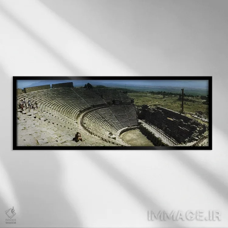 تابلو دکوراتیو Pamukkale, Denizli Province, Turkey" - "تئاتر باستانی د… اثر پانورامیک ایمجز - نمای قابدار مشکی
