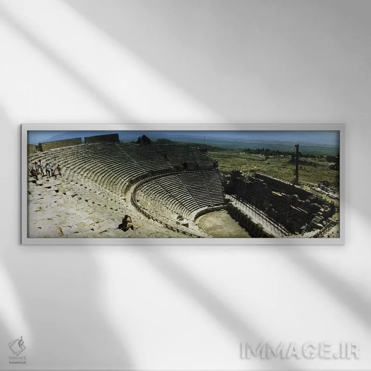 تابلو دکوراتیو Pamukkale, Denizli Province, Turkey" - "تئاتر باستانی د… اثر پانورامیک ایمجز - نمای قابدار سفید