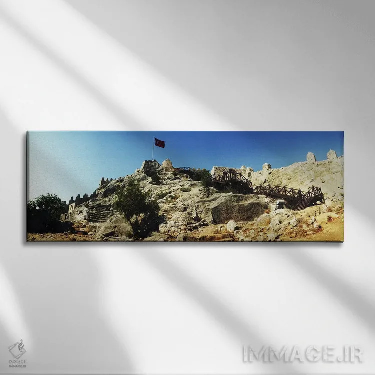 تابلو دکوراتیو Antalya Province, Turkey" - "قلعه بیزانسی کالکوی با پرچ… اثر پانورامیک ایمجز - نمای روبهرو روی دیوار