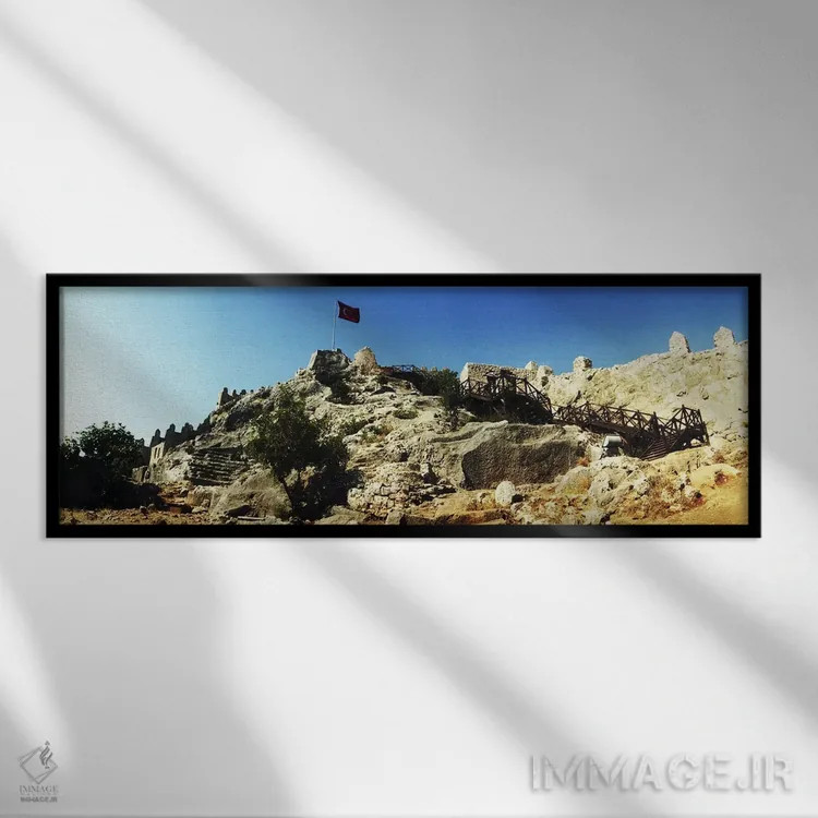 تابلو دکوراتیو Antalya Province, Turkey" - "قلعه بیزانسی کالکوی با پرچ… اثر پانورامیک ایمجز - نمای قابدار مشکی