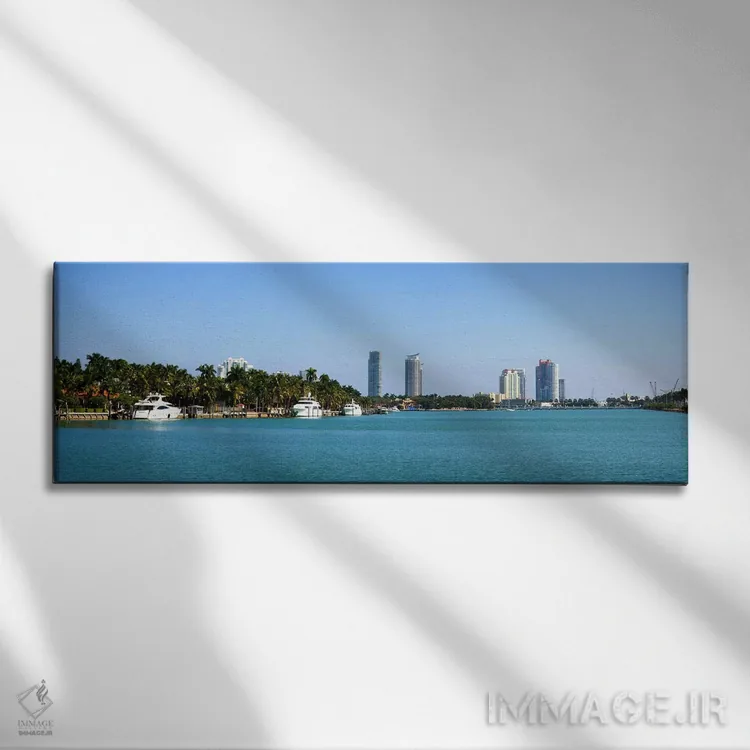 تابلو دکوراتیو Miami, Florida, USA #2" - "ساختمان ها در کنار ساحل، میا… اثر پانورامیک ایمجز - نمای روبهرو روی دیوار