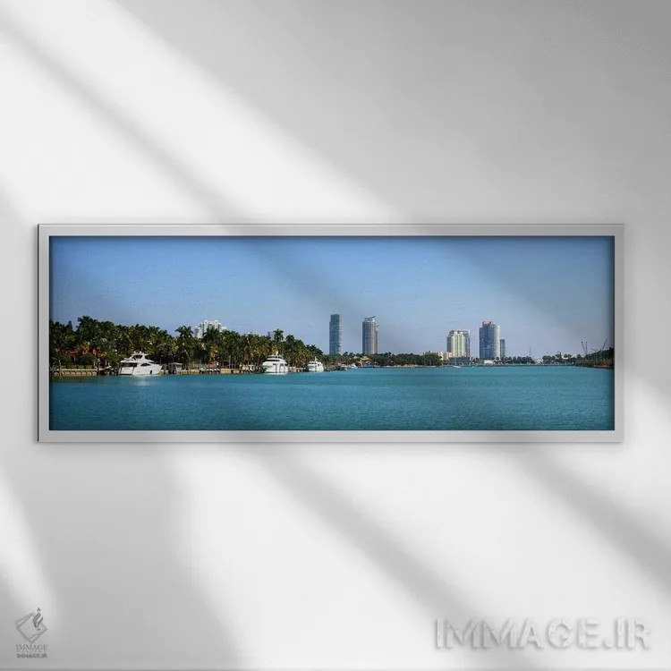 تابلو دکوراتیو Miami, Florida, USA #2" - "ساختمان ها در کنار ساحل، میا… اثر پانورامیک ایمجز - نمای قابدار سفید