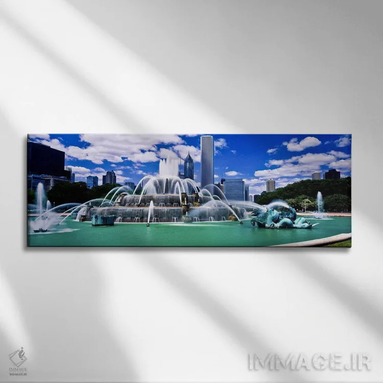 تابلو دکوراتیو Chicago, Cook County, Illinois, USA" - "فواره باکینگهام… اثر پانورامیک ایمجز - نمای روبهرو روی دیوار