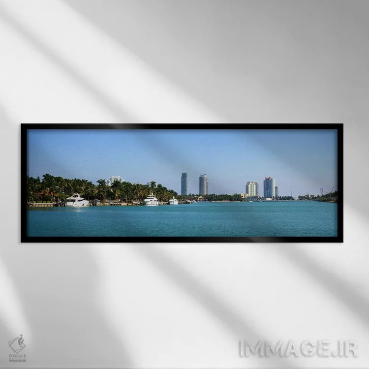تابلو دکوراتیو Miami, Florida, USA #2" - "ساختمان ها در کنار ساحل، میا… اثر پانورامیک ایمجز - نمای قابدار مشکی