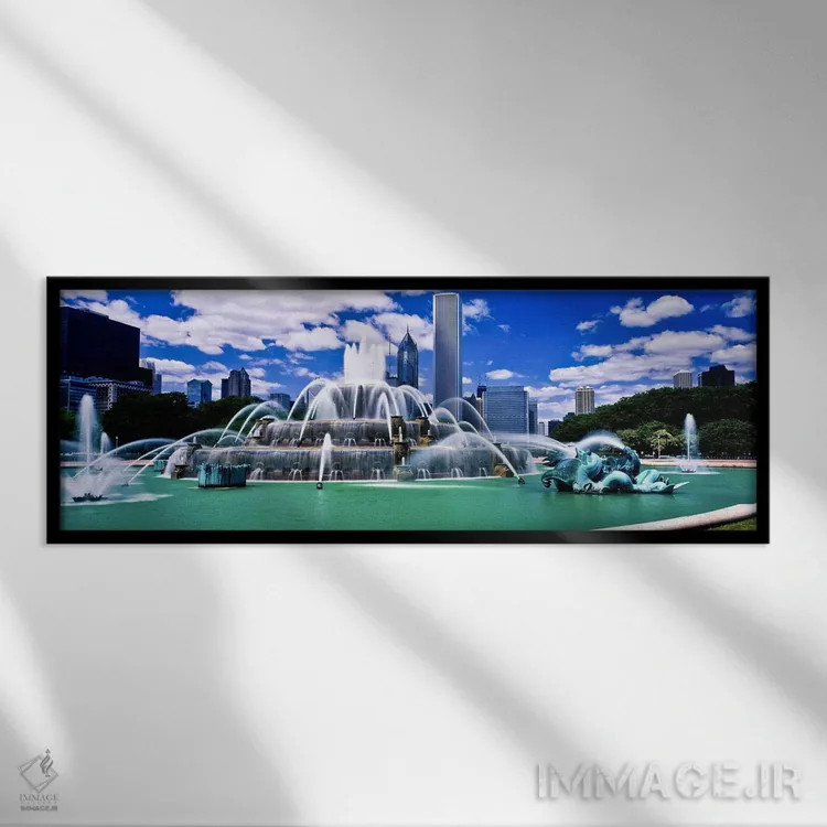 تابلو دکوراتیو Chicago, Cook County, Illinois, USA" - "فواره باکینگهام… اثر پانورامیک ایمجز - نمای قابدار مشکی