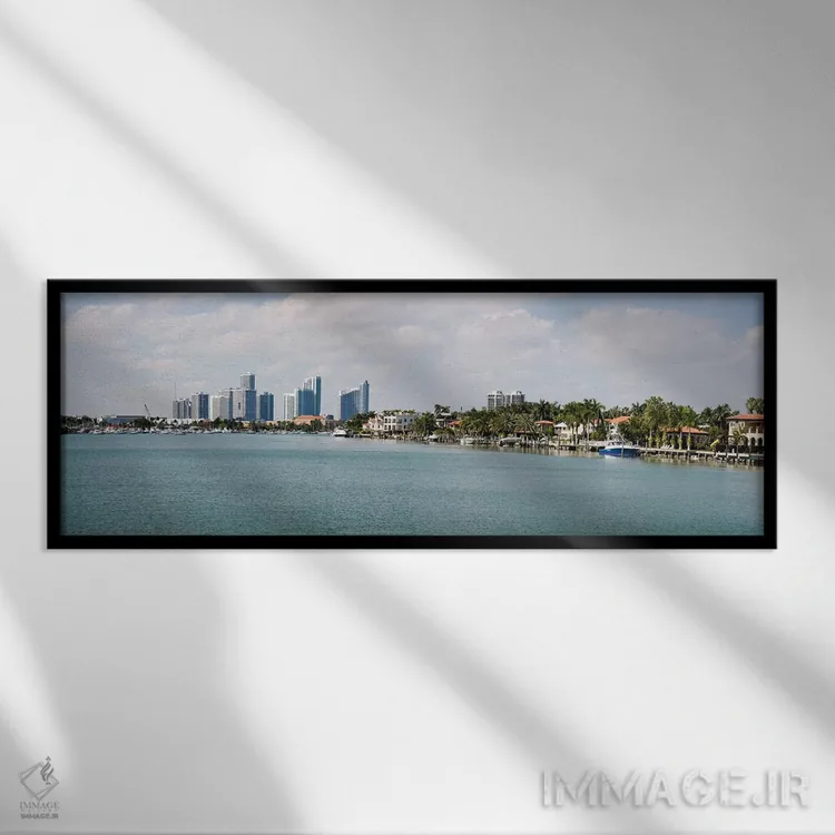 تابلو دکوراتیو Miami, Florida, USA #3" - "ساختمان ها در کنار ساحل، میا… اثر پانورامیک ایمجز - نمای قابدار مشکی