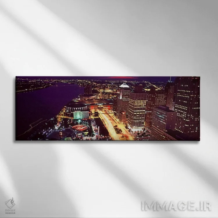 تابلو دکوراتیو Detroit, Michigan, USA" - "نمای بالا از ساختمان های روش… اثر پانورامیک ایمجز - نمای روبهرو روی دیوار