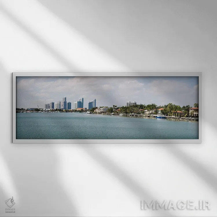 تابلو دکوراتیو Miami, Florida, USA #3" - "ساختمان ها در کنار ساحل، میا… اثر پانورامیک ایمجز - نمای قابدار سفید