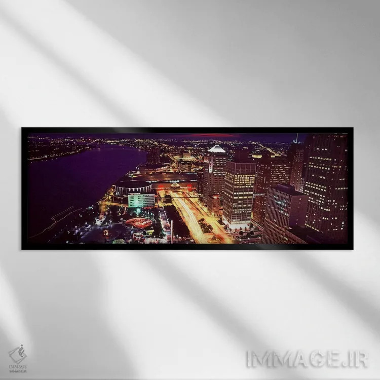 تابلو دکوراتیو Detroit, Michigan, USA" - "نمای بالا از ساختمان های روش… اثر پانورامیک ایمجز - نمای قابدار مشکی