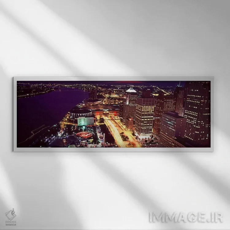 تابلو دکوراتیو Detroit, Michigan, USA" - "نمای بالا از ساختمان های روش… اثر پانورامیک ایمجز - نمای قابدار سفید