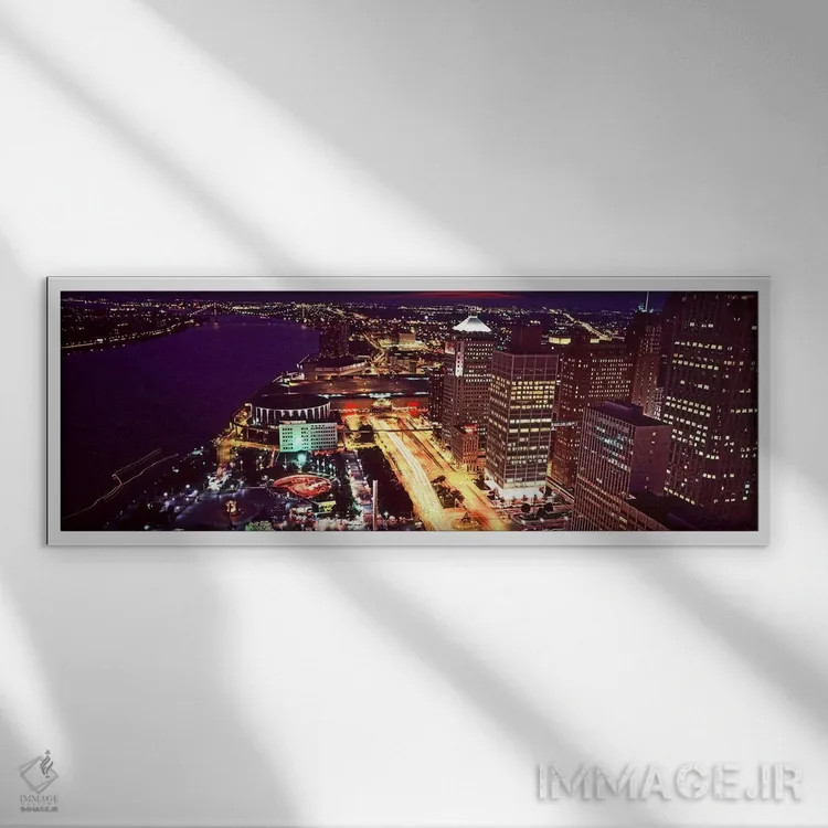 تابلو دکوراتیو Detroit, Michigan, USA" - "نمای بالا از ساختمان های روش… اثر پانورامیک ایمجز - نمای قابدار سفید