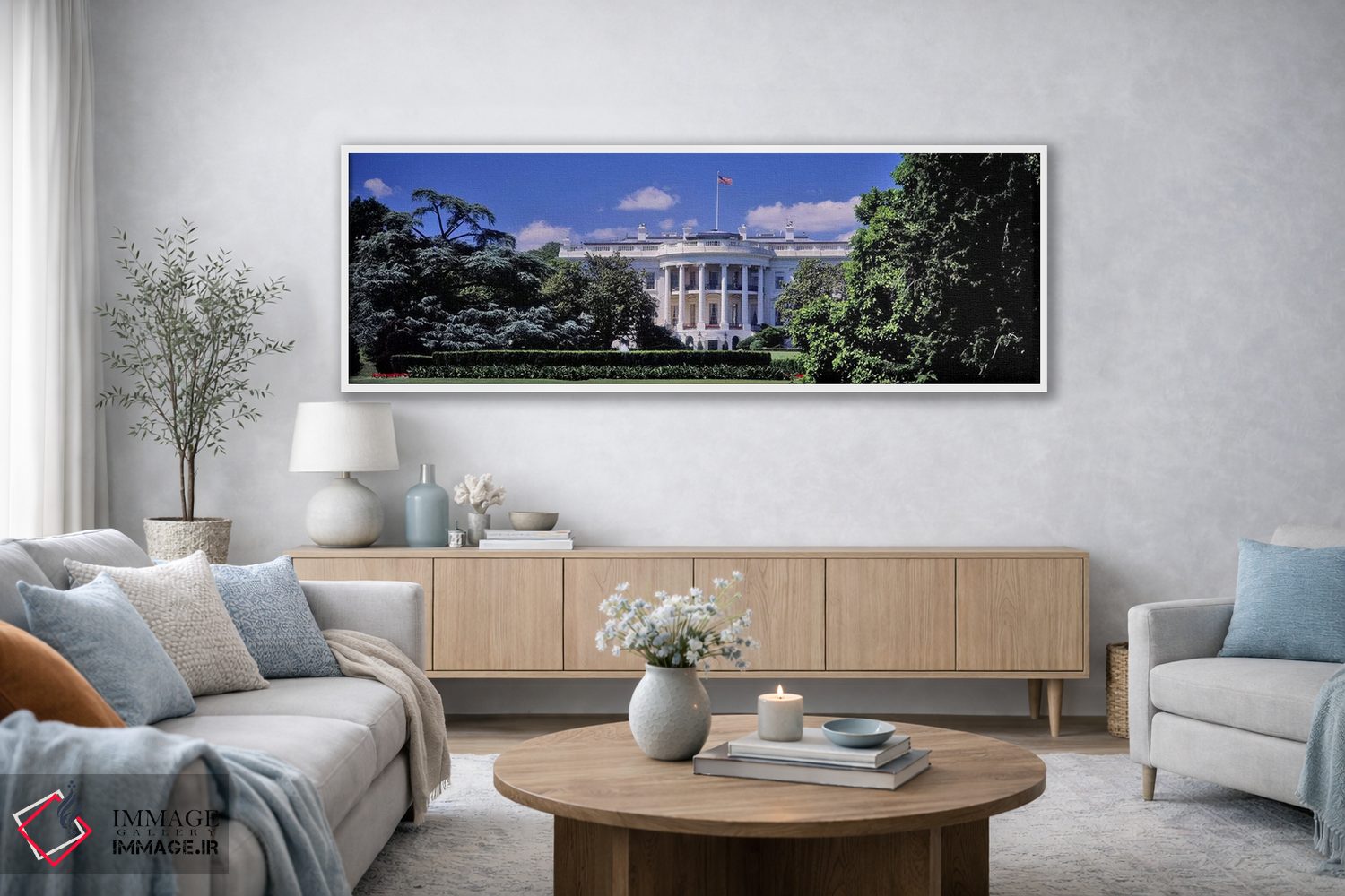 تابلو دکوراتیو White House, Washington DC, USA" - "نمای ساختمان دولتی… اثر پانورامیک ایمجز - D3W
