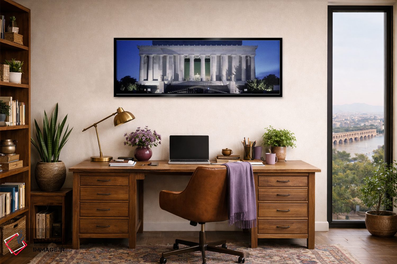 تابلو دکوراتیو Lincoln Memorial, Washington DC, USA" - "یادبود روشن شد… اثر پانورامیک ایمجز - D2B