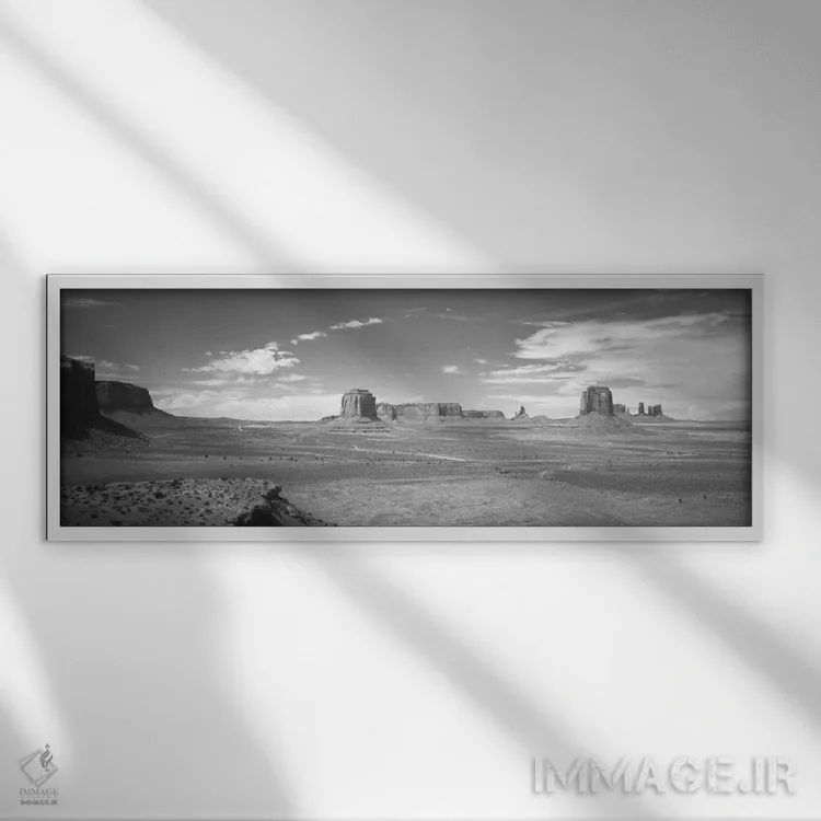 تابلو دکوراتیو Monument Valley, Navajo Nation, USA" - "چشم انداز صحرا… اثر پانورامیک ایمجز - نمای قابدار سفید