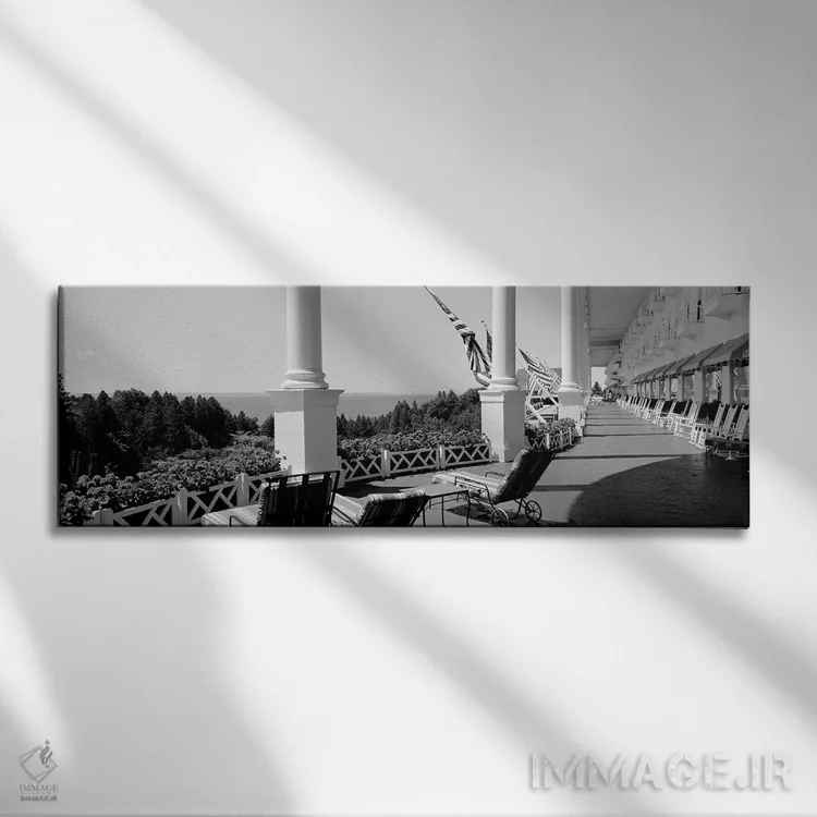 تابلو دکوراتیو Grand Hotel, Mackinac Island, Michigan, USA" - "صندلی ه… اثر پانورامیک ایمجز - نمای روبهرو روی دیوار