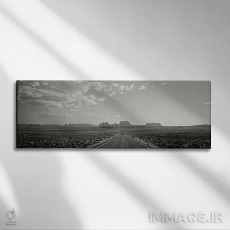 تابلو دکوراتیو Monument Valley, Utah, USA" - "جاده طولانی، دره یادبود… اثر پانورامیک ایمجز - نمای روبهرو روی دیوار