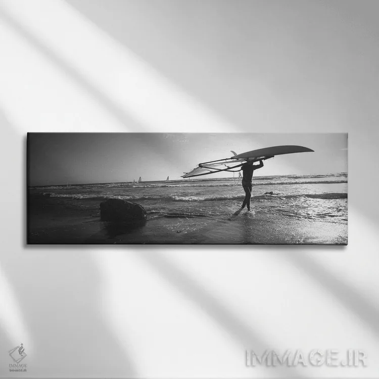 تابلو دکوراتیو Santa Cruz, California, USA" - "مردی که تخته موج سواری… اثر پانورامیک ایمجز - نمای روبهرو روی دیوار