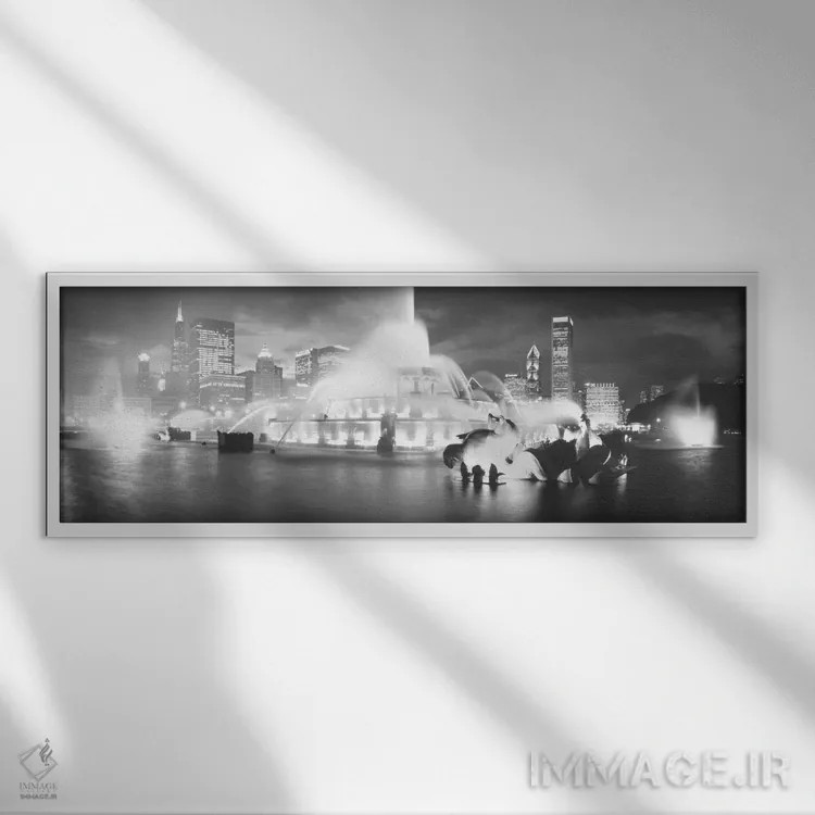 تابلو دکوراتیو Buckingham Fountain, Chicago, Illinois, USA" - "عصرگاه… اثر پانورامیک ایمجز - نمای قابدار سفید