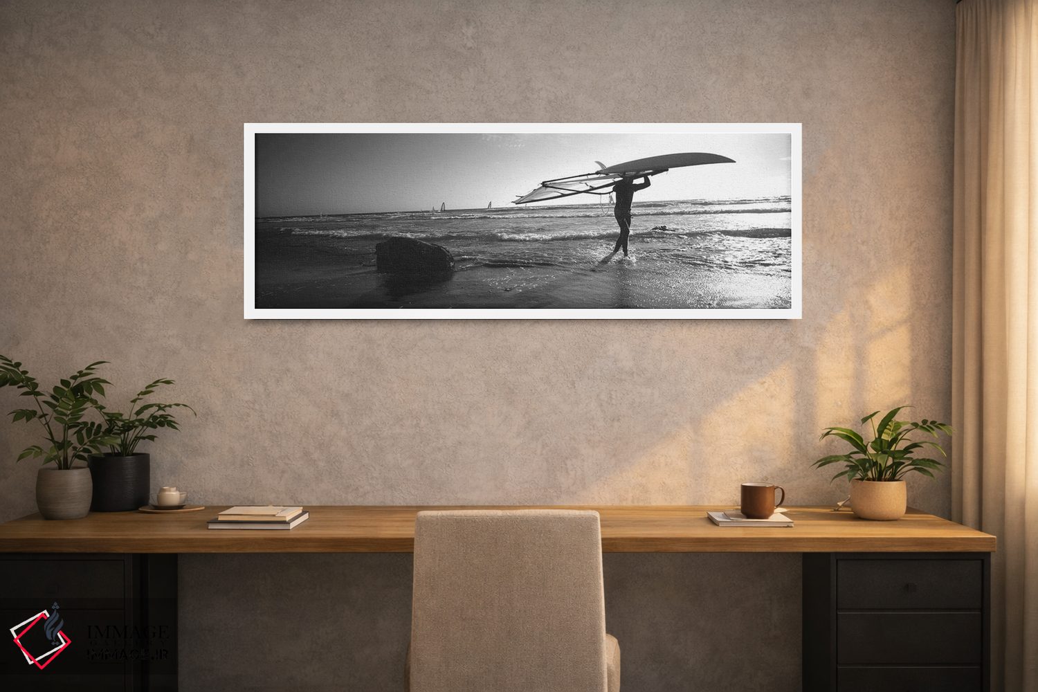 تابلو دکوراتیو Santa Cruz, California, USA" - "مردی که تخته موج سواری… اثر پانورامیک ایمجز - D1W