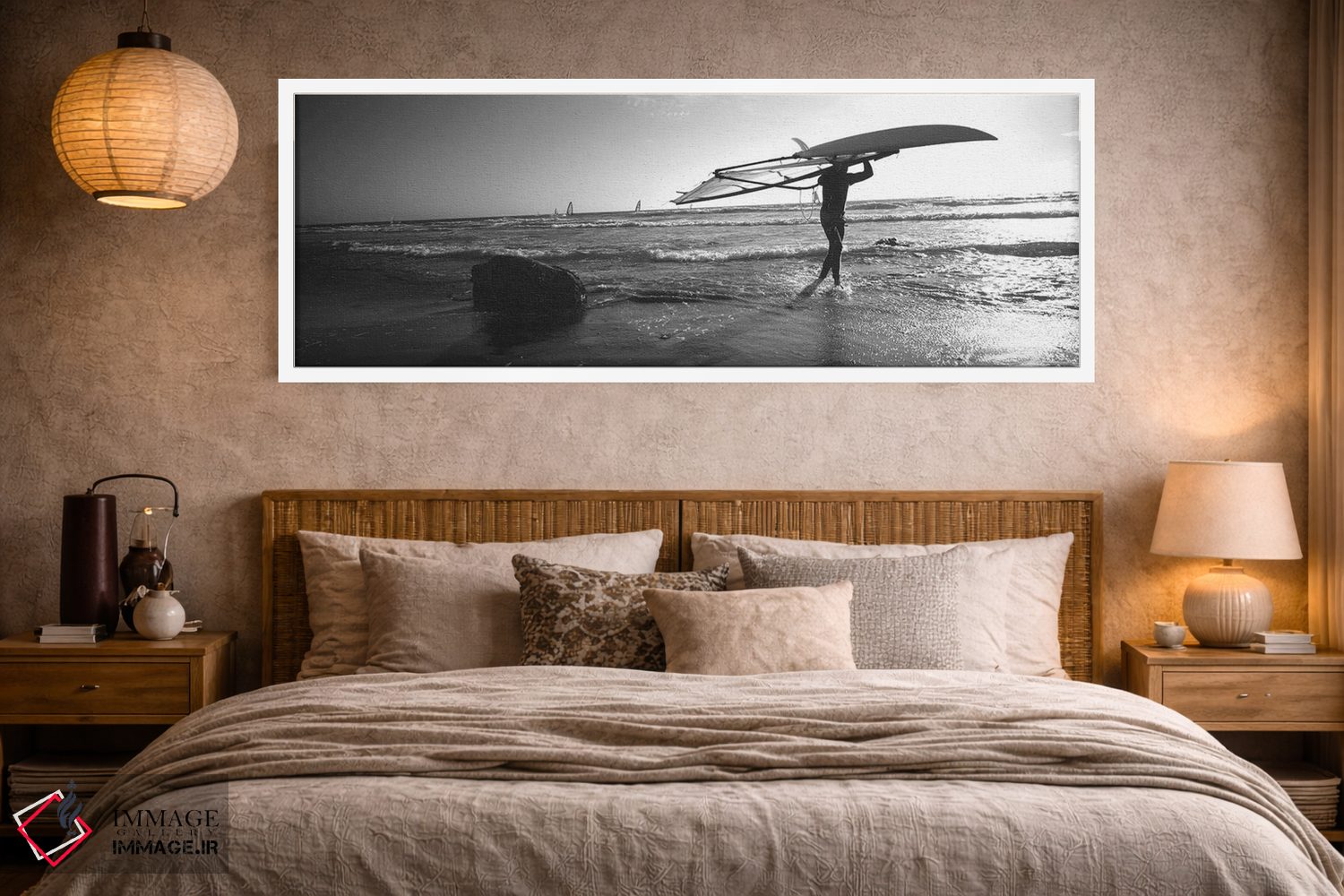 تابلو دکوراتیو Santa Cruz, California, USA" - "مردی که تخته موج سواری… اثر پانورامیک ایمجز - D3W