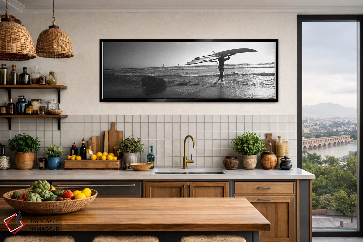 تابلو دکوراتیو Santa Cruz, California, USA" - "مردی که تخته موج سواری… اثر پانورامیک ایمجز - D5B