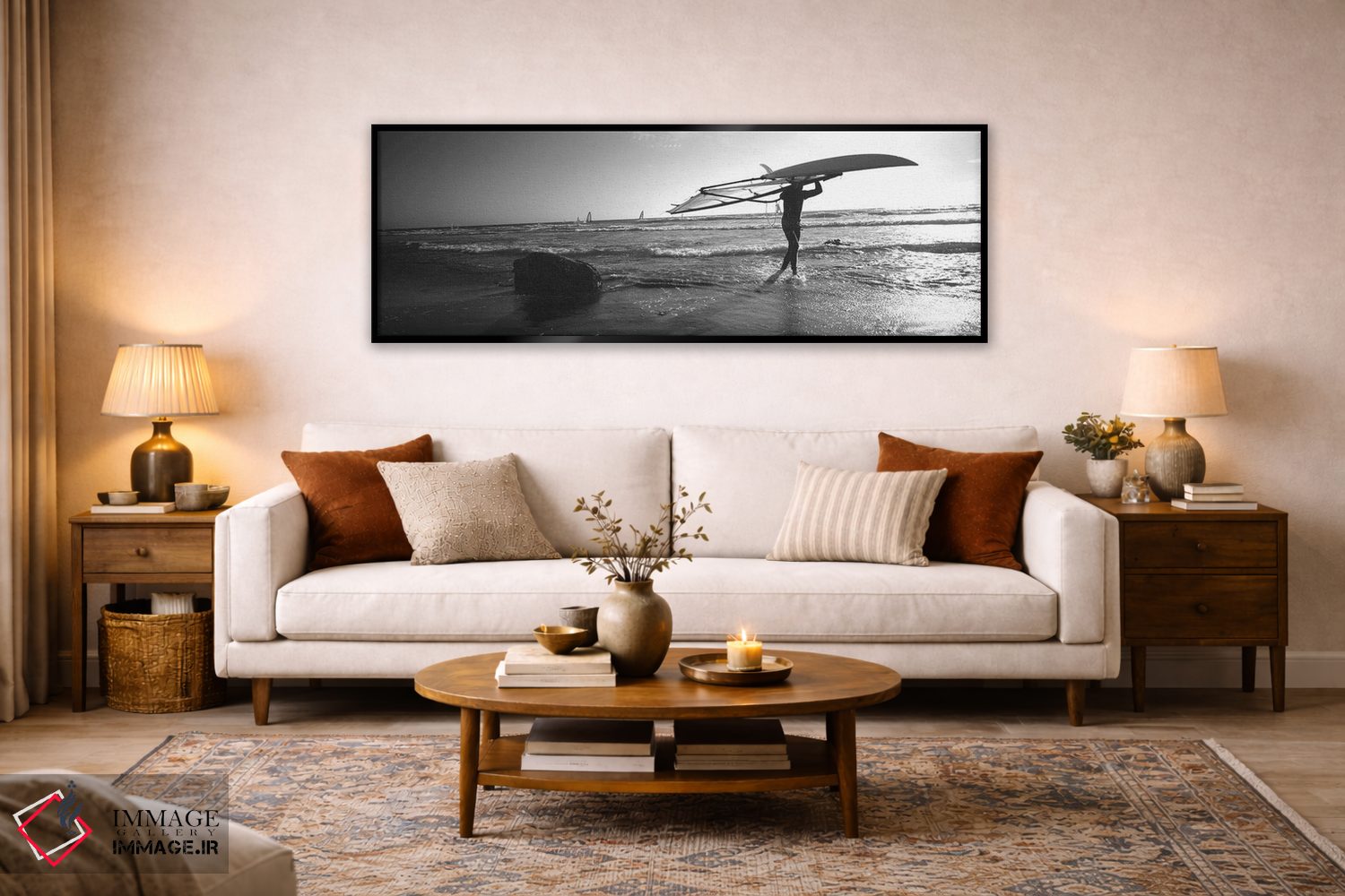 تابلو دکوراتیو Santa Cruz, California, USA" - "مردی که تخته موج سواری… اثر پانورامیک ایمجز - D6B