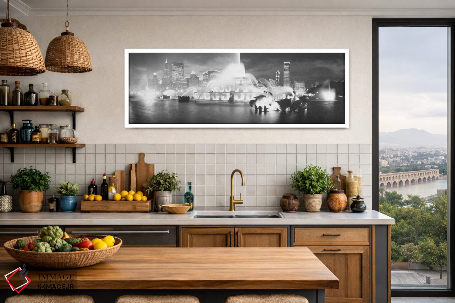 تابلو دکوراتیو Buckingham Fountain, Chicago, Illinois, USA" - "عصرگاه… اثر پانورامیک ایمجز - D3W