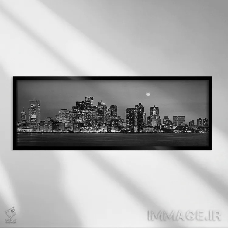 تابلو دکوراتیو Boston, Massachusetts, USA" - "آسمان نمای مرکز شهر به ص… اثر پانورامیک ایمجز - نمای قابدار مشکی