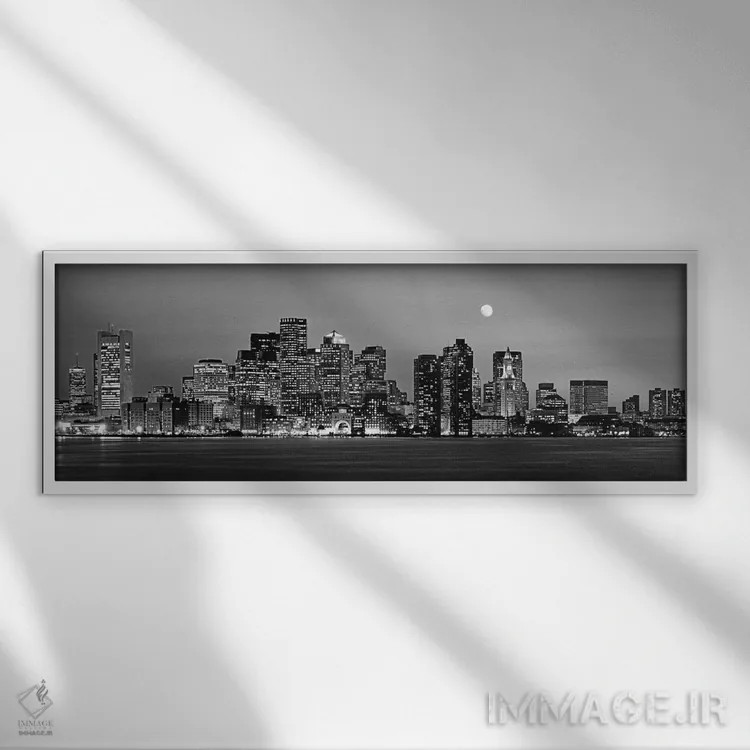 تابلو دکوراتیو Boston, Massachusetts, USA" - "آسمان نمای مرکز شهر به ص… اثر پانورامیک ایمجز - نمای قابدار سفید