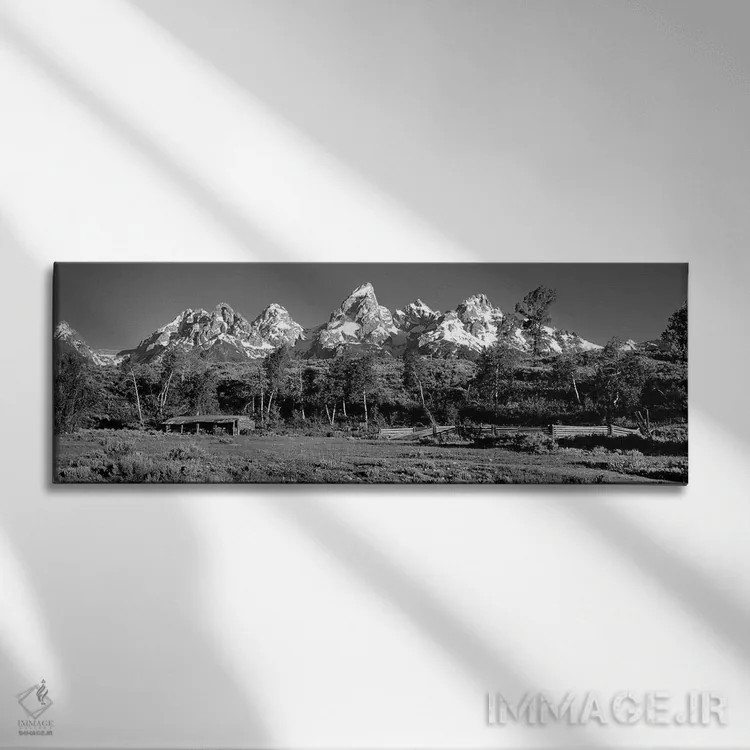 تابلو دکوراتیو Grand Teton National Park, Hut at Ranch" - "ایالات متحد… اثر پانورامیک ایمجز - نمای روبهرو روی دیوار