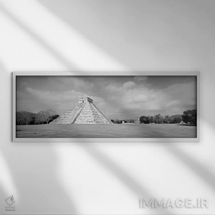 تابلو دکوراتیو Chichen Itza, Yucatan, Mexico" - "هرم ال کاستیلو، چیکن… اثر پانورامیک ایمجز - نمای قابدار سفید