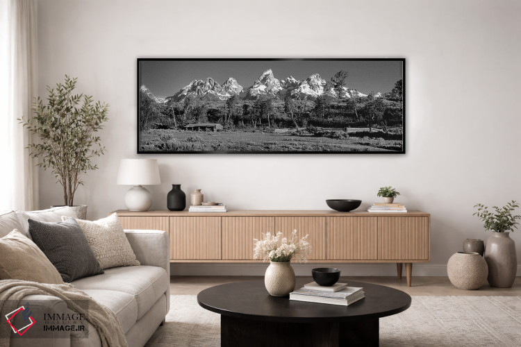 تابلو دکوراتیو Grand Teton National Park, Hut at Ranch" - "ایالات متحد… اثر پانورامیک ایمجز - D5B