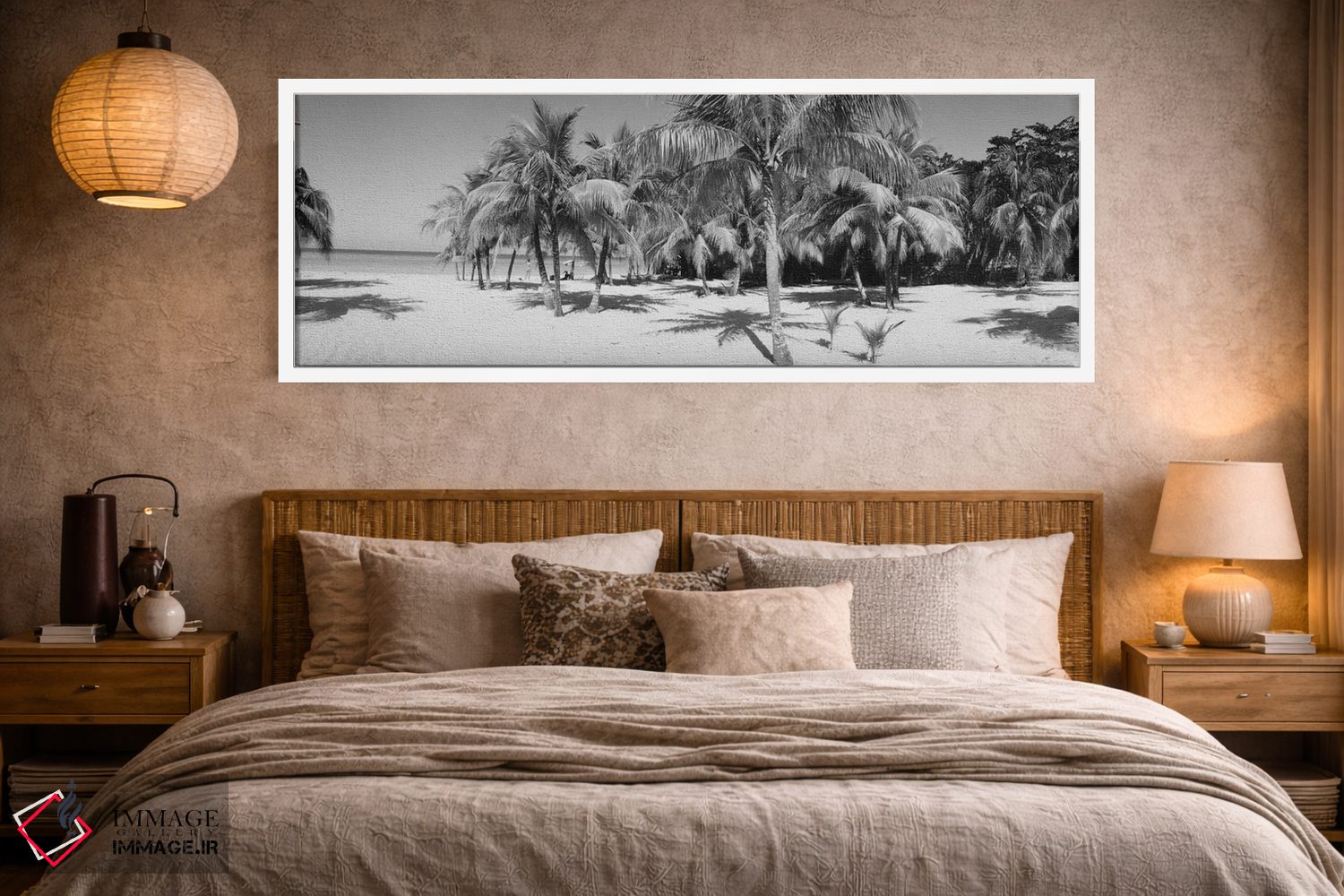 تابلو دکوراتیو Negril, Jamaica" - "درختان نخل در ساحل به صورت سیاه و س… اثر پانورامیک ایمجز - D3W