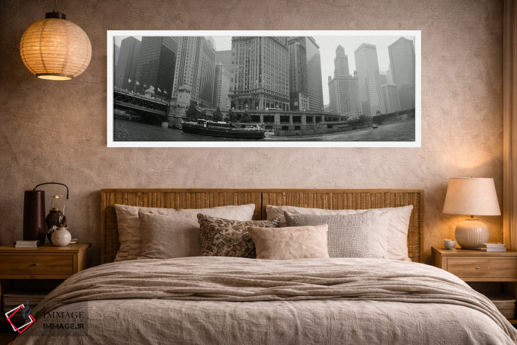 تابلو دکوراتیو Chicago, Illinois, USA" - "معماری تاریخی کنار رودخانه ب… اثر پانورامیک ایمجز - D4W