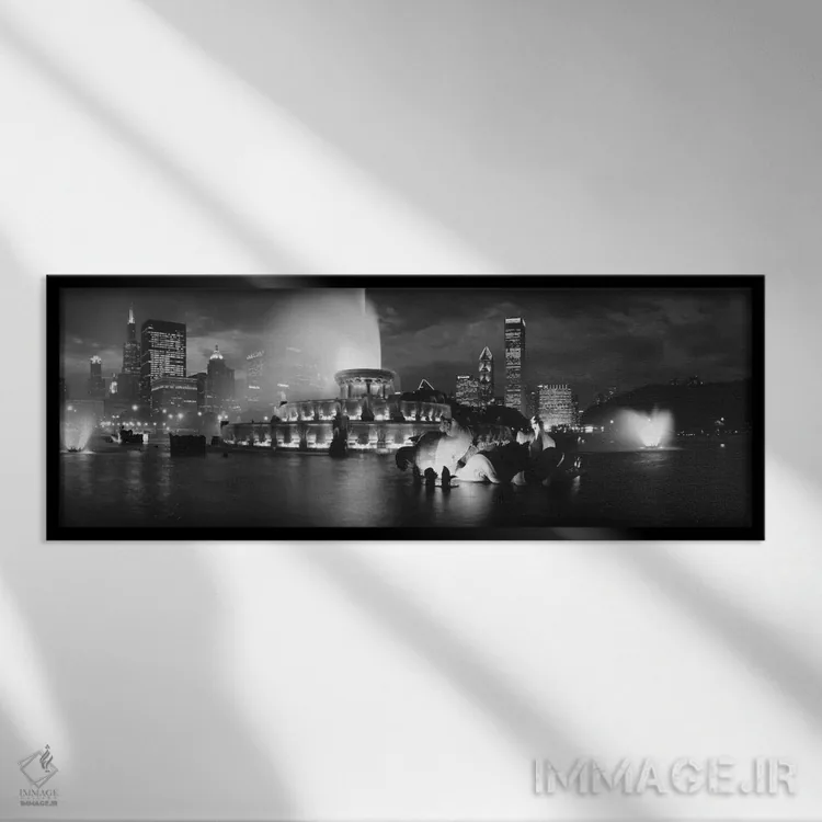 تابلو دکوراتیو Grant Park, Chicago, Illinois, USA" - "آب نما باکینگهام… اثر پانورامیک ایمجز - نمای قابدار مشکی