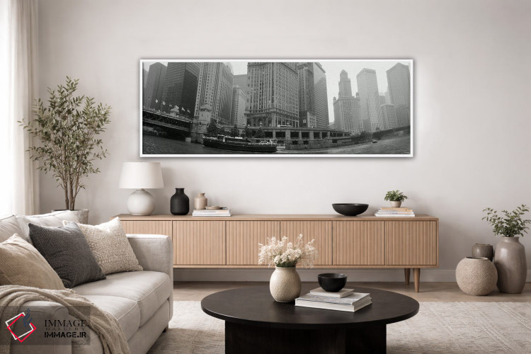 تابلو دکوراتیو Chicago, Illinois, USA" - "معماری تاریخی کنار رودخانه ب… اثر پانورامیک ایمجز - D3W