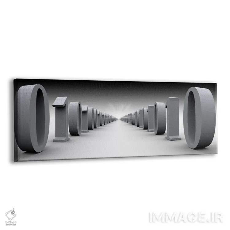 تابلو دکوراتیو سالن داده های باینری در سیاه و سفید اثر پانورامیک ایمجز - نمای پرسپکتیو محصول