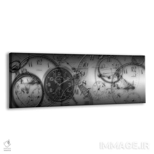 تابلو دکوراتیو مونتاژ ساعت جیبی قدیمی در سیاه و سفید اثر پانورامیک ایمجز - نمای پرسپکتیو محصول
