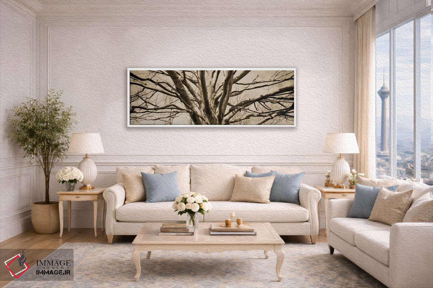 تابلو دکوراتیو نما از زاویه پایین از درختی بی برگ اثر پانورامیک ایمجز - D6W