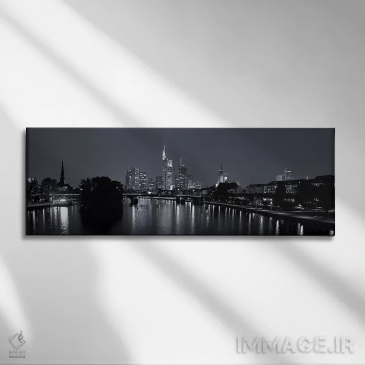 تابلو دکوراتیو Main River, Frankfurt, Hesse, Germany" - "بازتاب ساختما… اثر پانورامیک ایمجز - نمای روبهرو روی دیوار