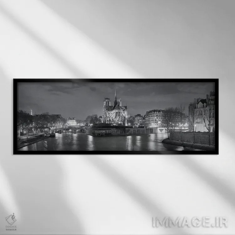 تابلو دکوراتیو Paris, Ile-de-France, France" - "کلیسای نوتردام و برج ا… اثر پانورامیک ایمجز - نمای قابدار مشکی