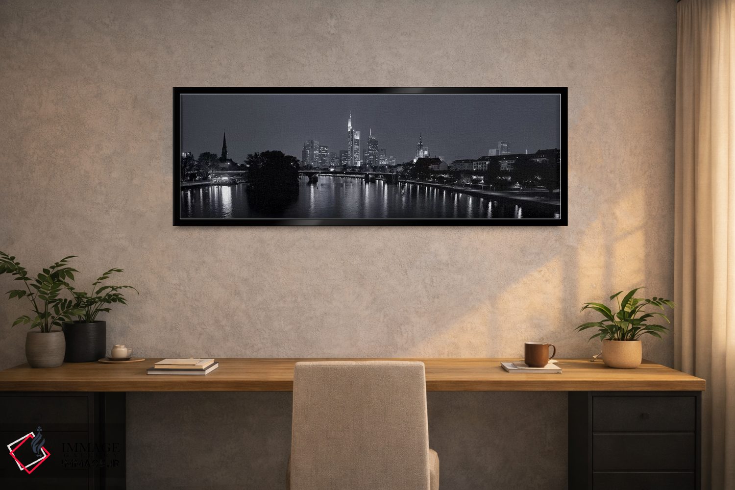 تابلو دکوراتیو Main River, Frankfurt, Hesse, Germany" - "بازتاب ساختما… اثر پانورامیک ایمجز - D2B