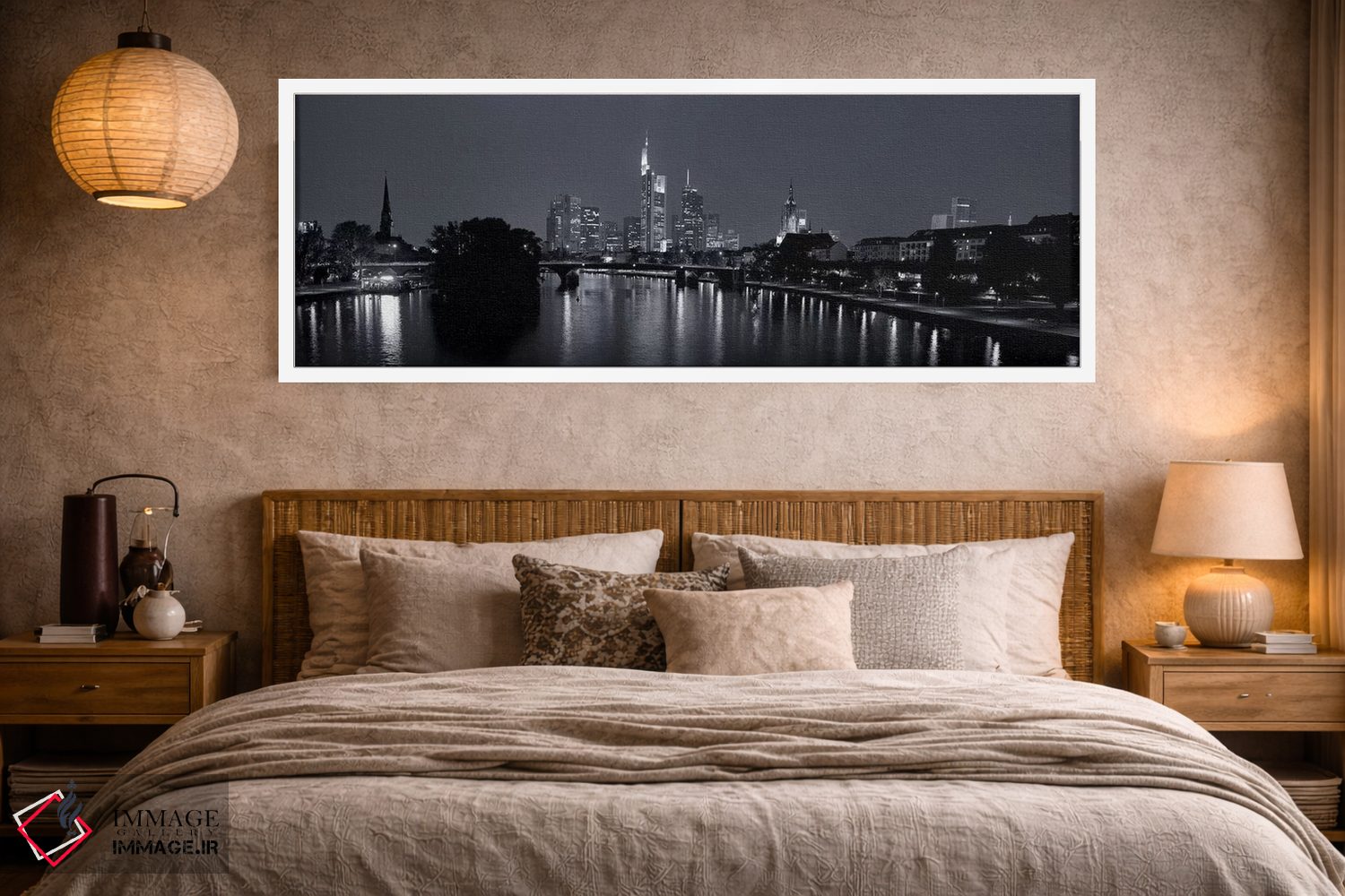 تابلو دکوراتیو Main River, Frankfurt, Hesse, Germany" - "بازتاب ساختما… اثر پانورامیک ایمجز - D4W