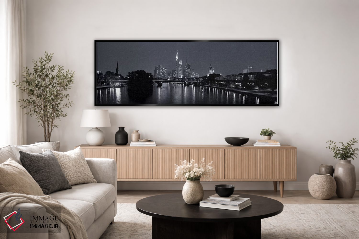 تابلو دکوراتیو Main River, Frankfurt, Hesse, Germany" - "بازتاب ساختما… اثر پانورامیک ایمجز - D5B