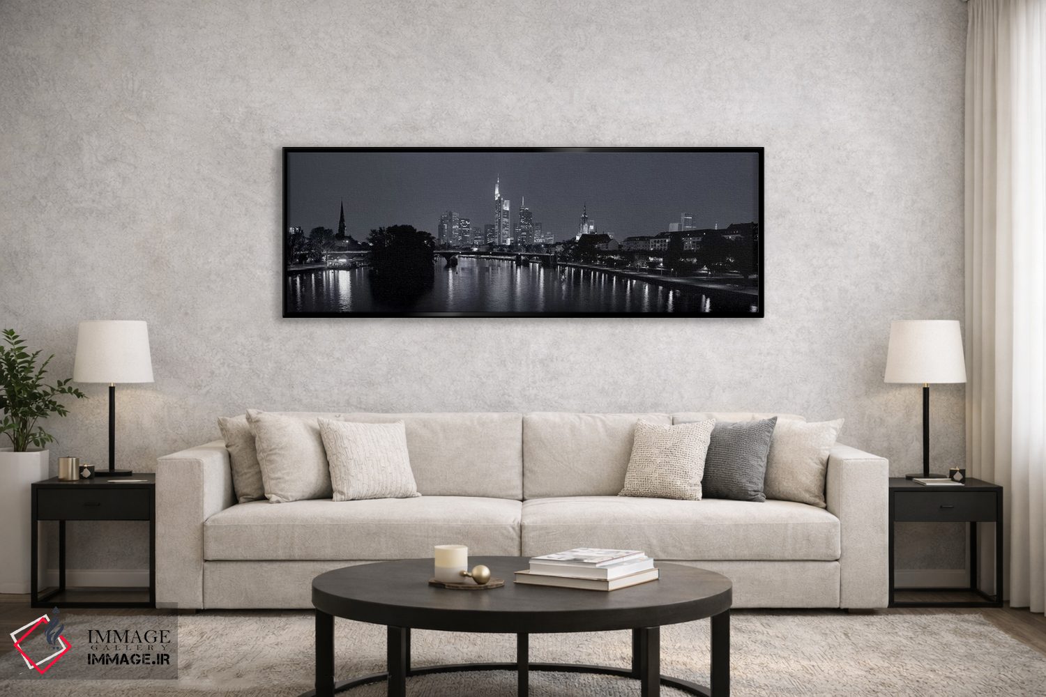 تابلو دکوراتیو Main River, Frankfurt, Hesse, Germany" - "بازتاب ساختما… اثر پانورامیک ایمجز - D6B