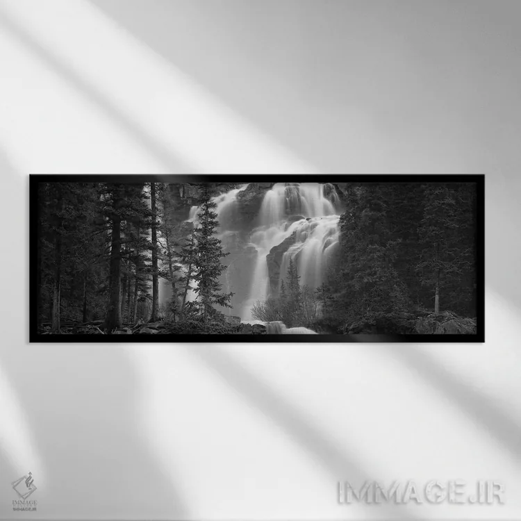 تابلو دکوراتیو Banff, Alberta, Canada" - "آبشار در یک جنگل، بنف، آلبرت… اثر پانورامیک ایمجز - نمای قابدار مشکی
