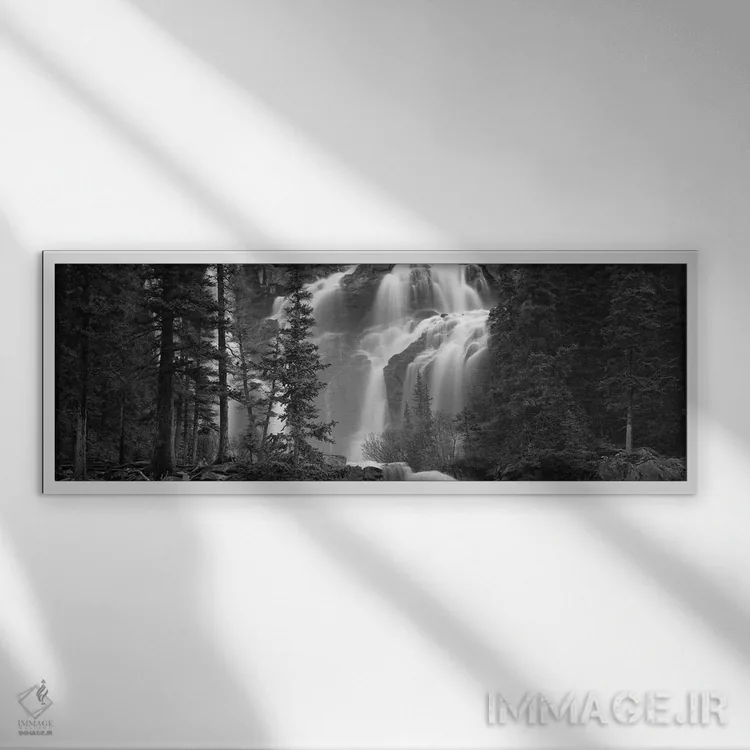 تابلو دکوراتیو Banff, Alberta, Canada" - "آبشار در یک جنگل، بنف، آلبرت… اثر پانورامیک ایمجز - نمای قابدار سفید