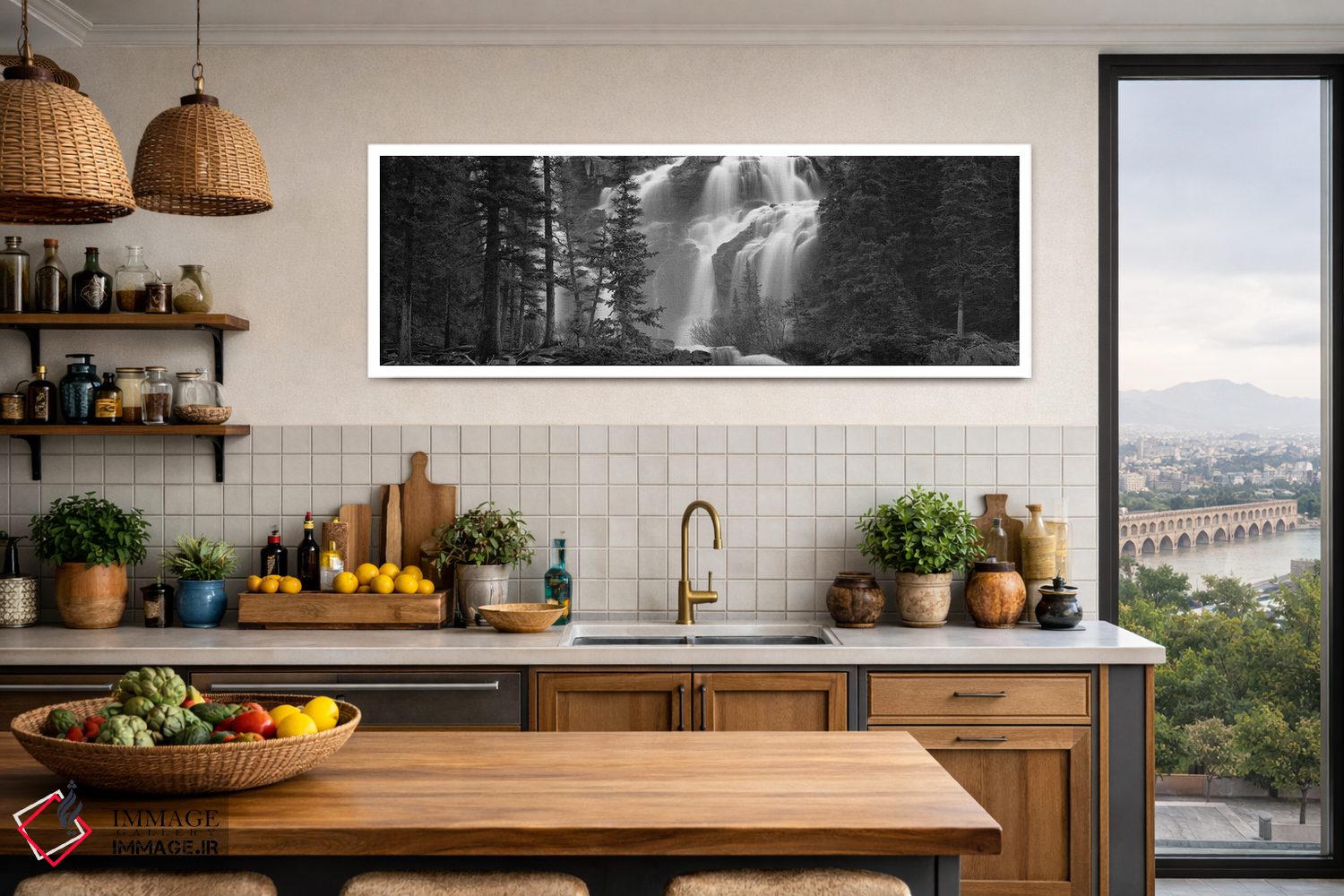 تابلو دکوراتیو Banff, Alberta, Canada" - "آبشار در یک جنگل، بنف، آلبرت… اثر پانورامیک ایمجز - D3W